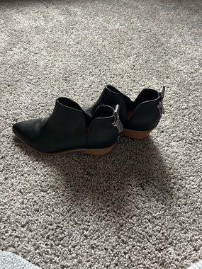 Women's Nine West Black Cutout Ankle Boots with Silver Back Detail